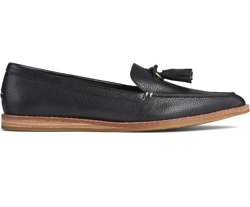 Sperry Saybrook Slip On Tumbled Leather Loafers - Women's Loafers - Black [MV2308749] Sperry Ireland